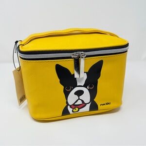 Marc Tetro Boston Terrier Rectangle Makeup Cosmetic Zipper Train Case Yellow NEW